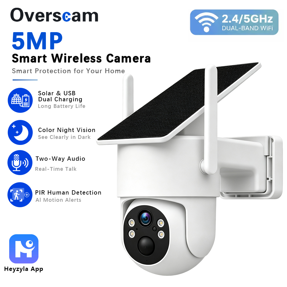 Home Security Wireless Camera - 5MP Solar Powered PTZ Camera For